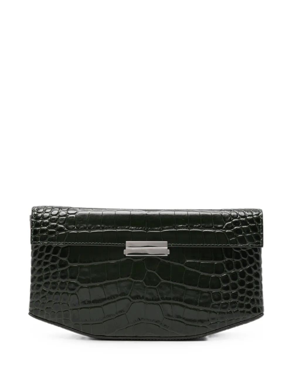 TOTEME Clip croc-embossed clutch bag - Verde