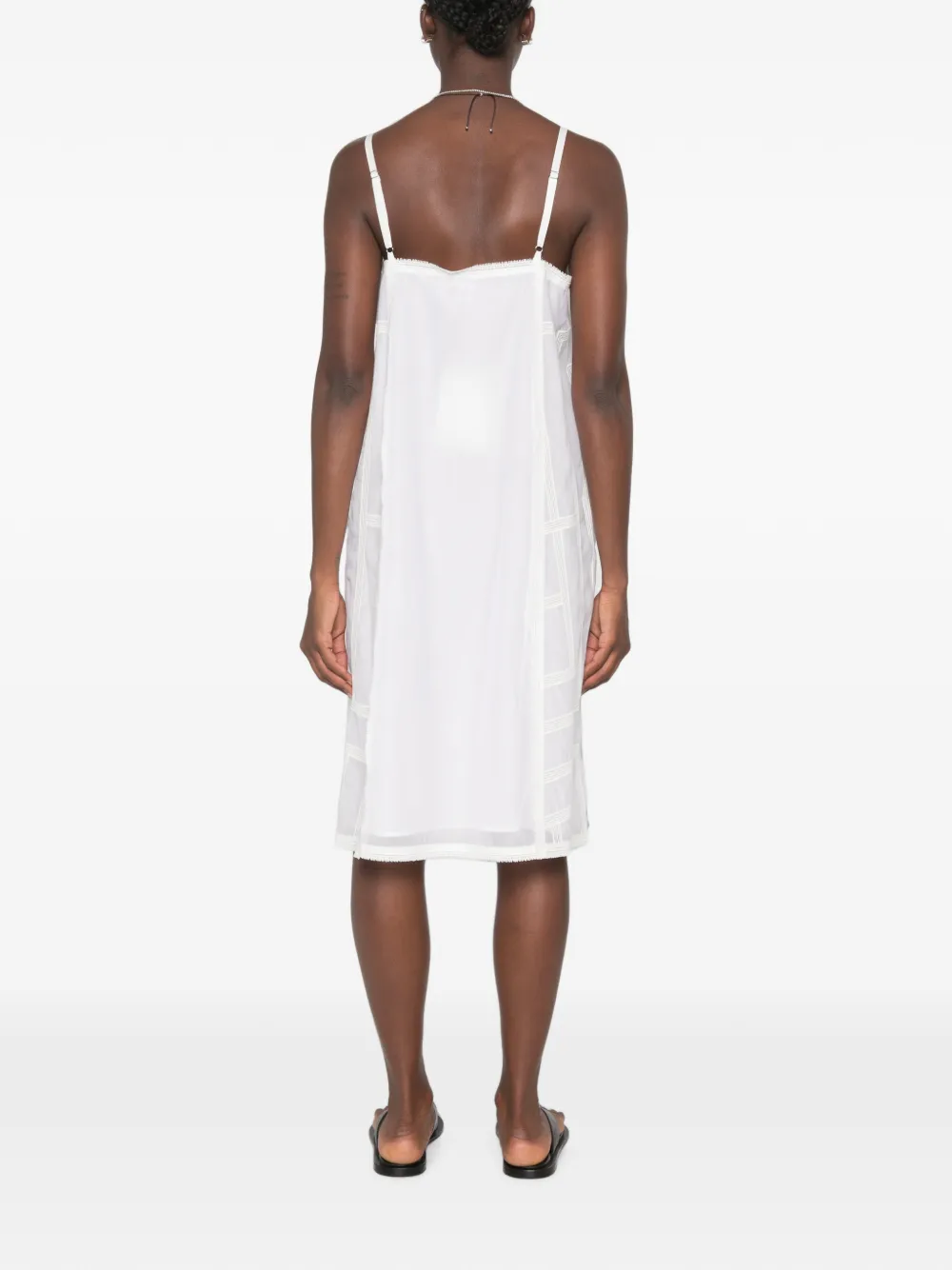 TOTEME katoenen-voile midi-jurk met monogram Wit
