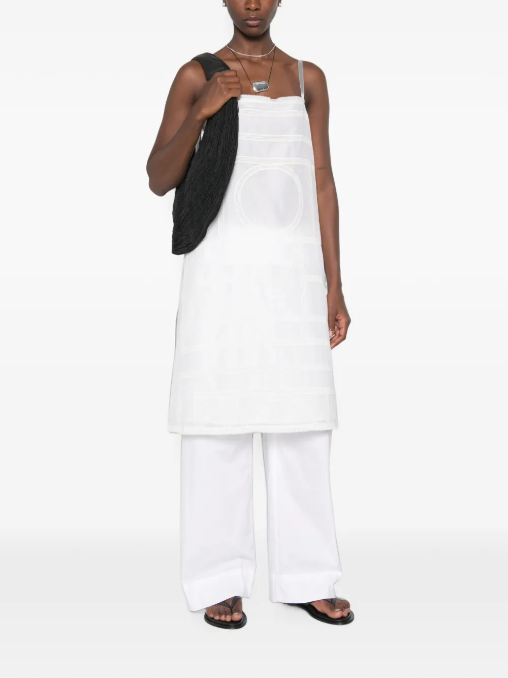 TOTEME katoenen-voile midi-jurk met monogram Wit