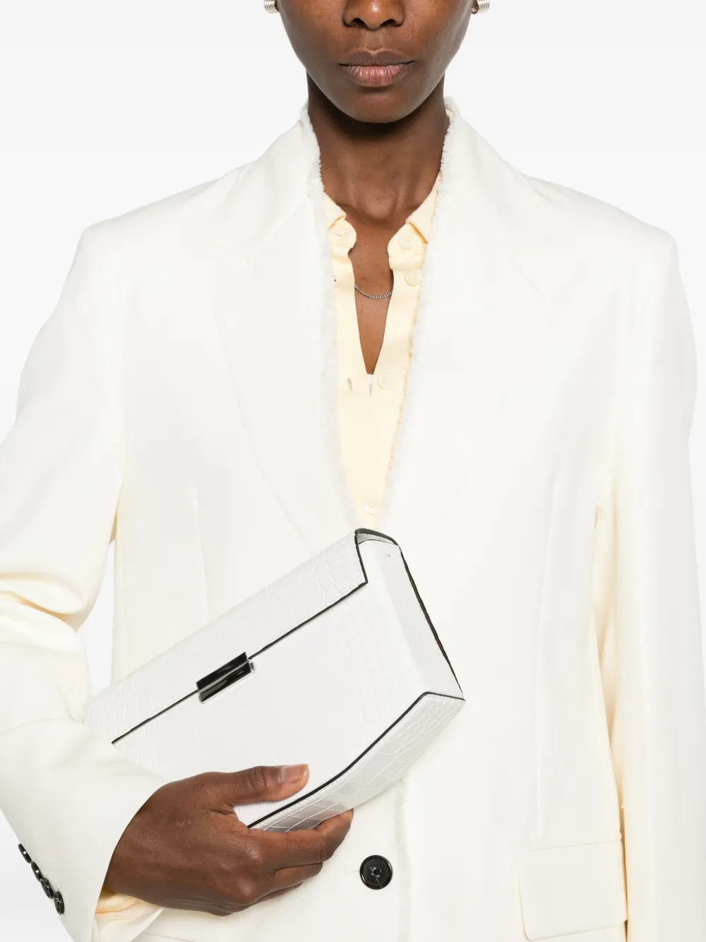 TOTEME Clip clutch met krokodillen-reliëf Wit