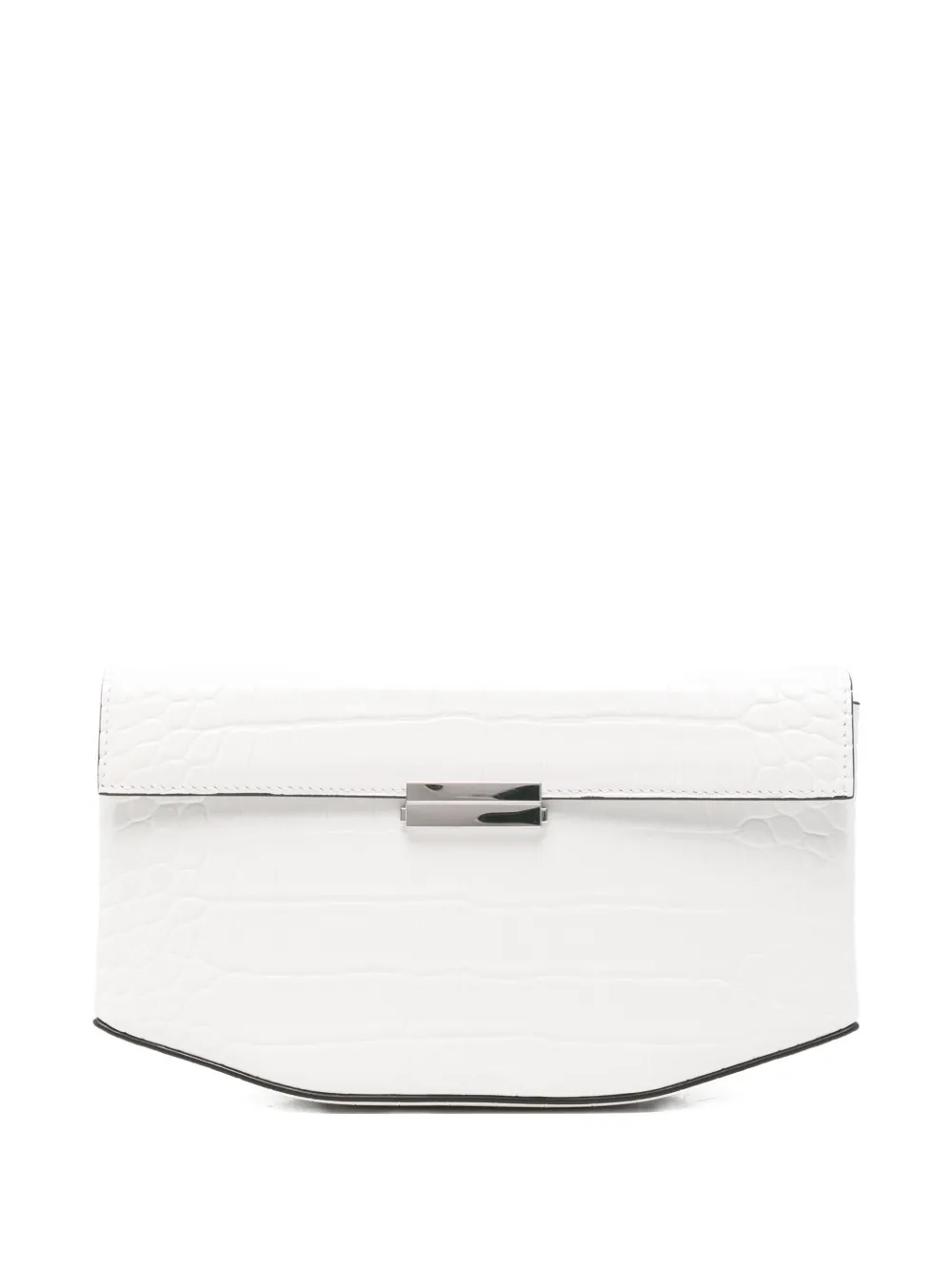 TOTEME Clip croc-embossed clutch bag - Bianco