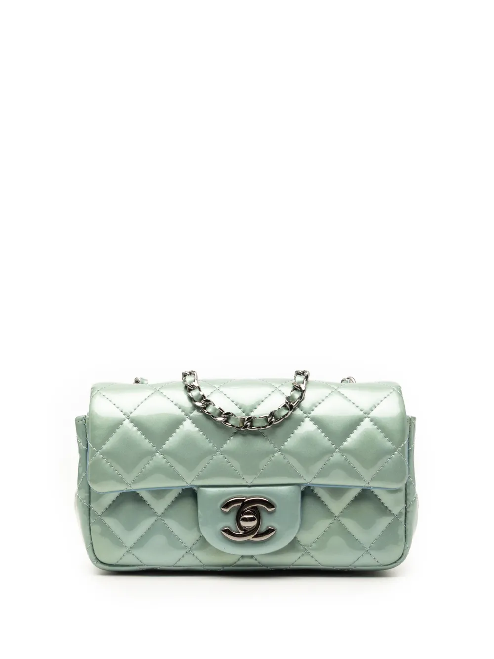 CHANEL Pre-Owned 2012-2013 Extra Mini Rectangular Classic Metallic Patent Single Flap crossbody bag - Verde