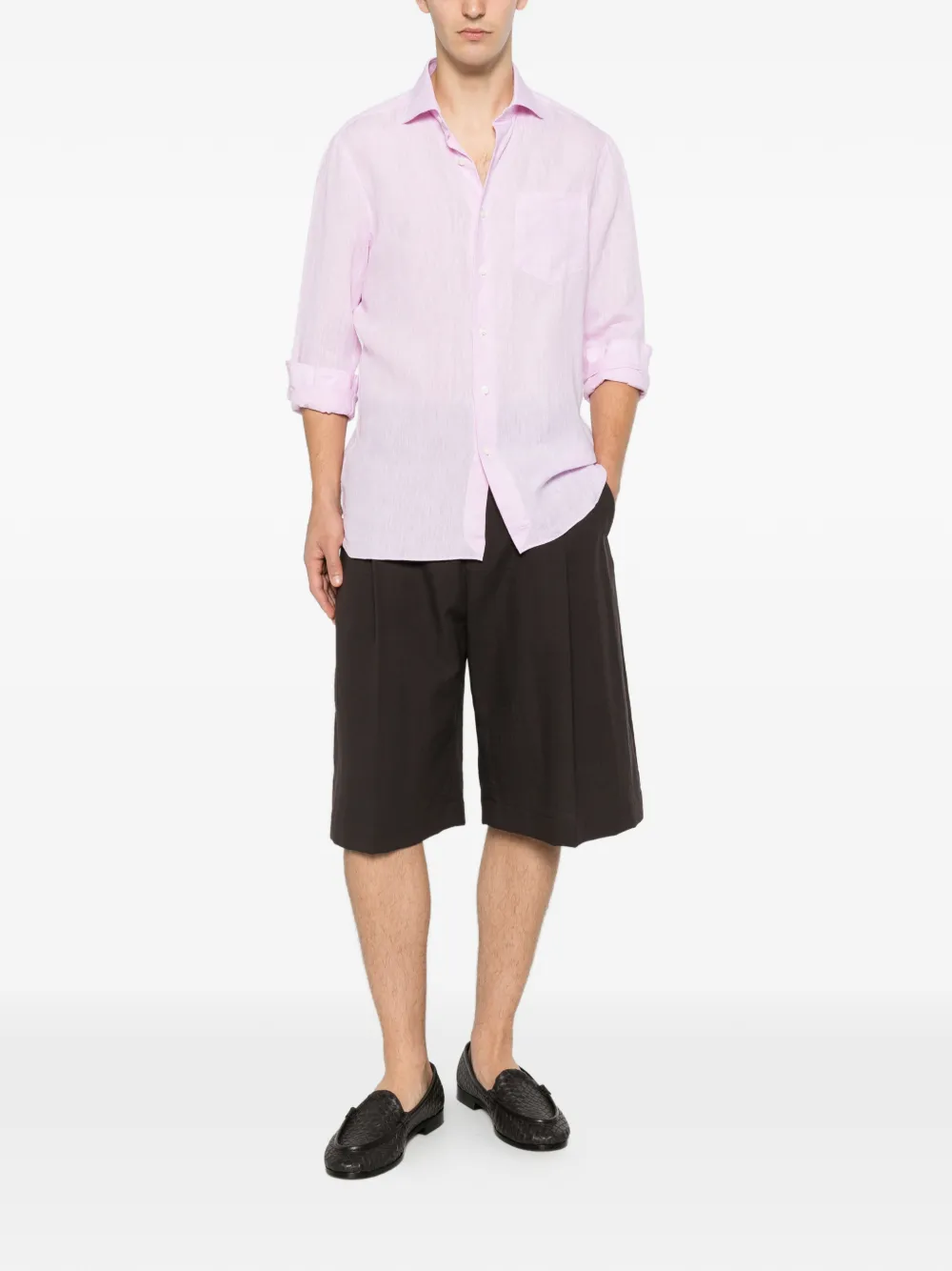  Truzzi Camisa Con Bolsillo En El Pecho Y Botones - Rosa 