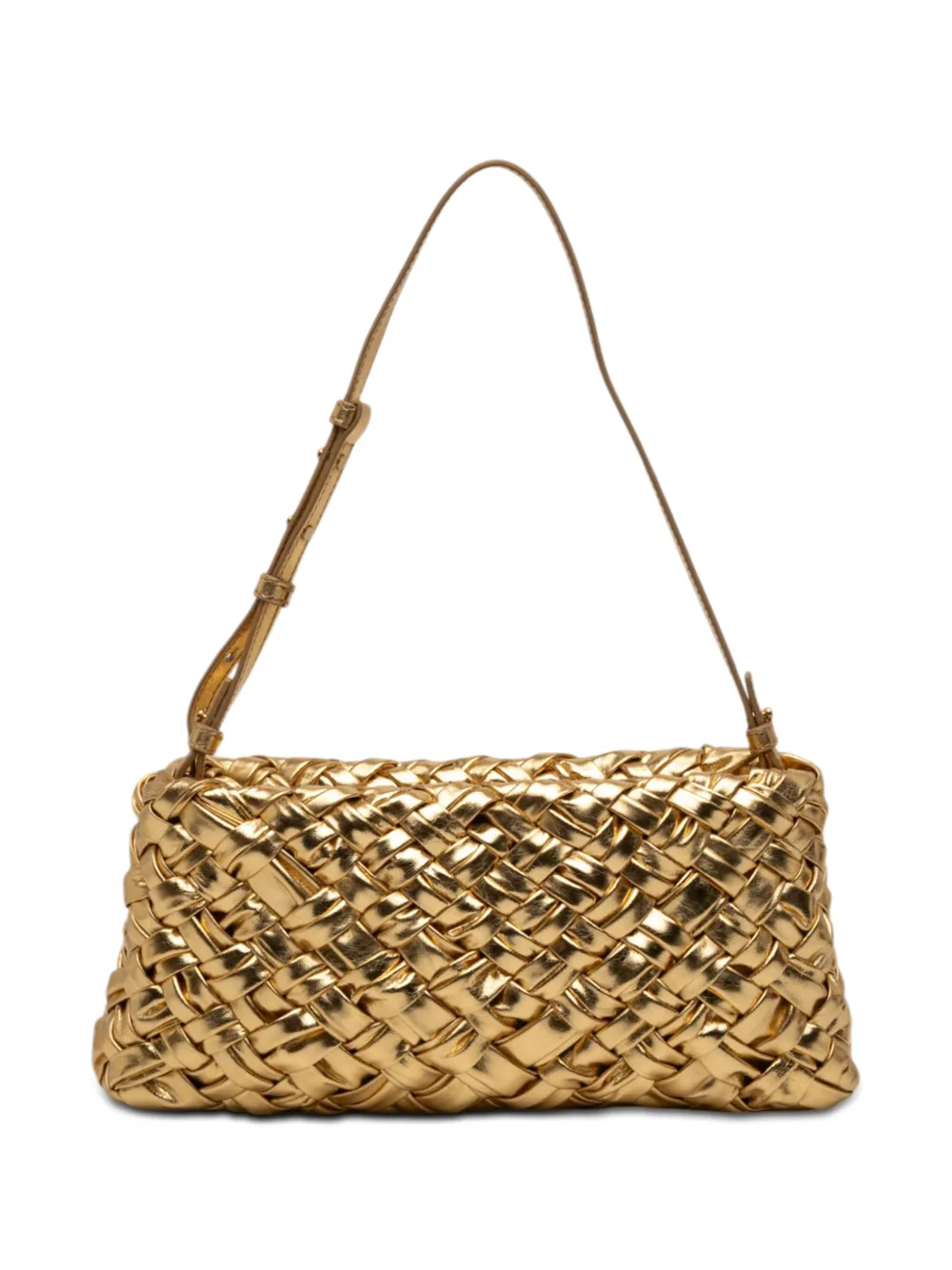 Bottega Veneta Pre-Owned 2021-2026 Metallic Lambskin Intrecciato Kalimero Cha Cha shoulder bag - Gold