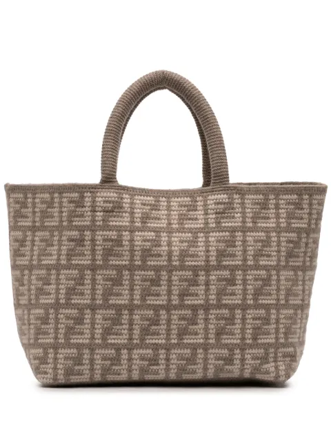 Fendi Pre-Owned большая сумка-тоут Shopper из кашемира с узором Zucca (2010-2026 годы)
