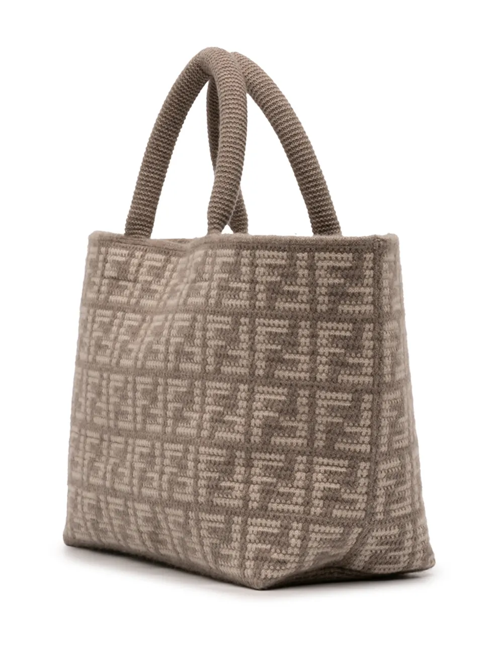 Fendi Pre-owned 2010-2026 Large Zucca Cashmere Shopper Tote Bag in Brown, view 3