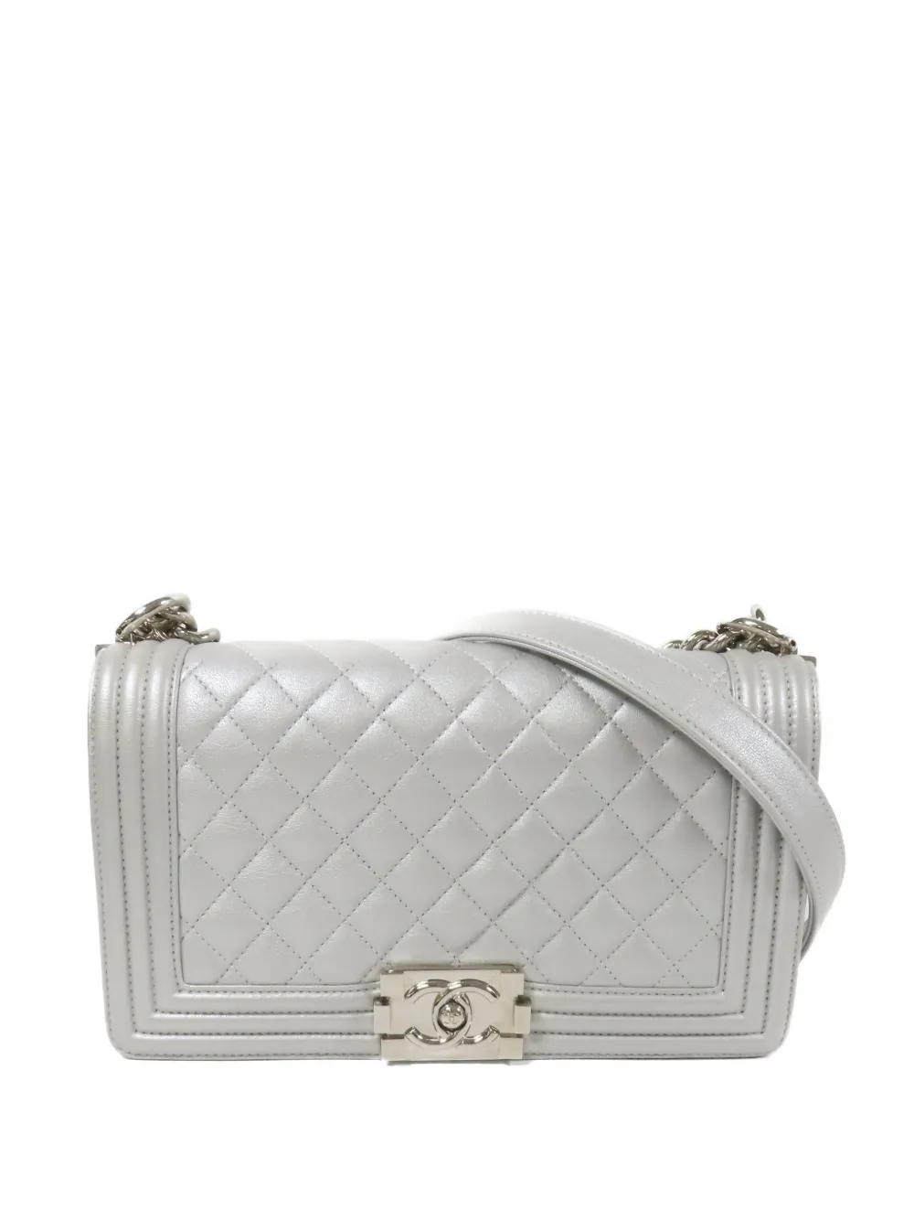 CHANEL Pre-Owned Boy 25 diamond-quilt shoulder bag - Grey