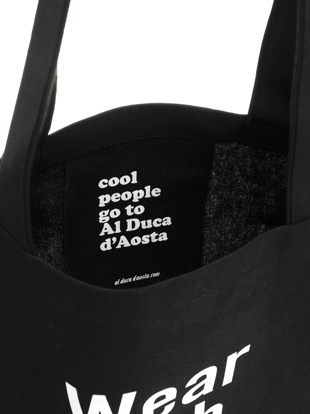 Al Duca D Aosta 1902 Shopper met tekst Zwart