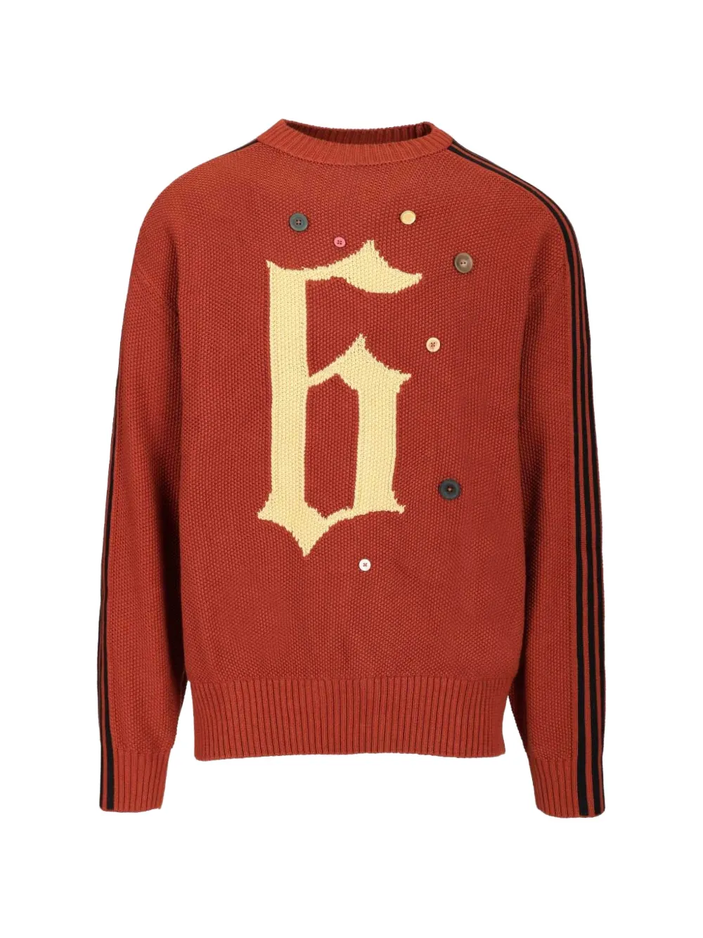 Song For The Mute x Adidas button-embellished intarsia-knit sweater - Arancione