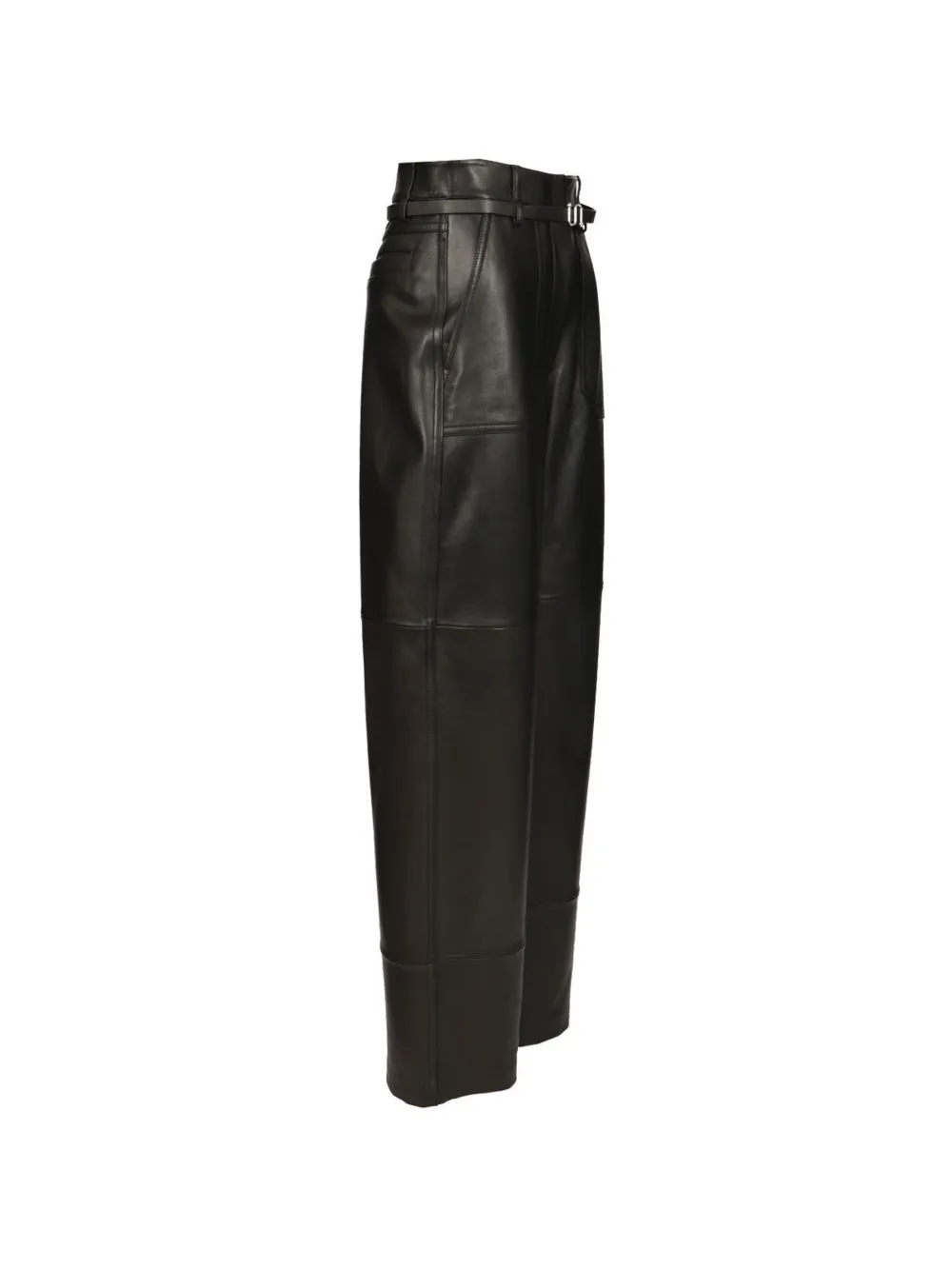 Sportmax Leren broek met ceintuur Zwart