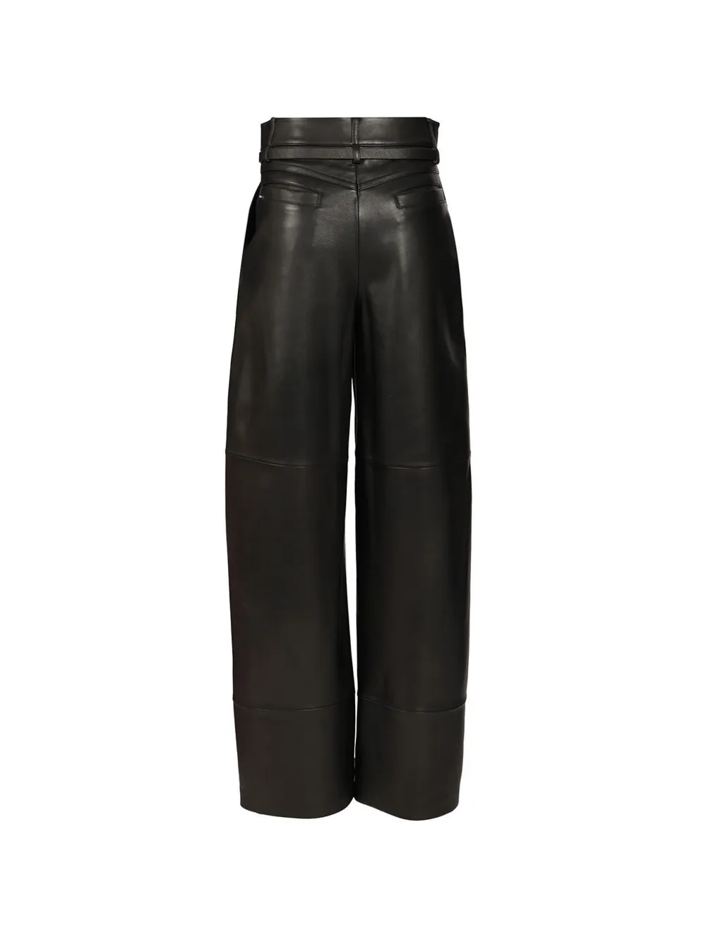 Sportmax Leren broek met ceintuur Zwart