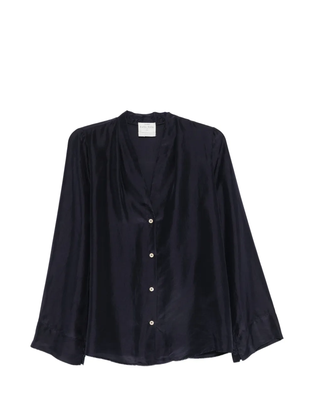 Forte Forte pleated V-neck shirt - Blau