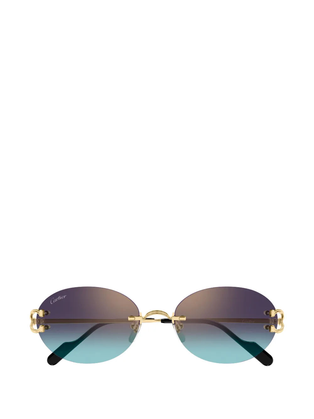Cartier Eyewear Zonnebril met randloos montuur en logo Goud