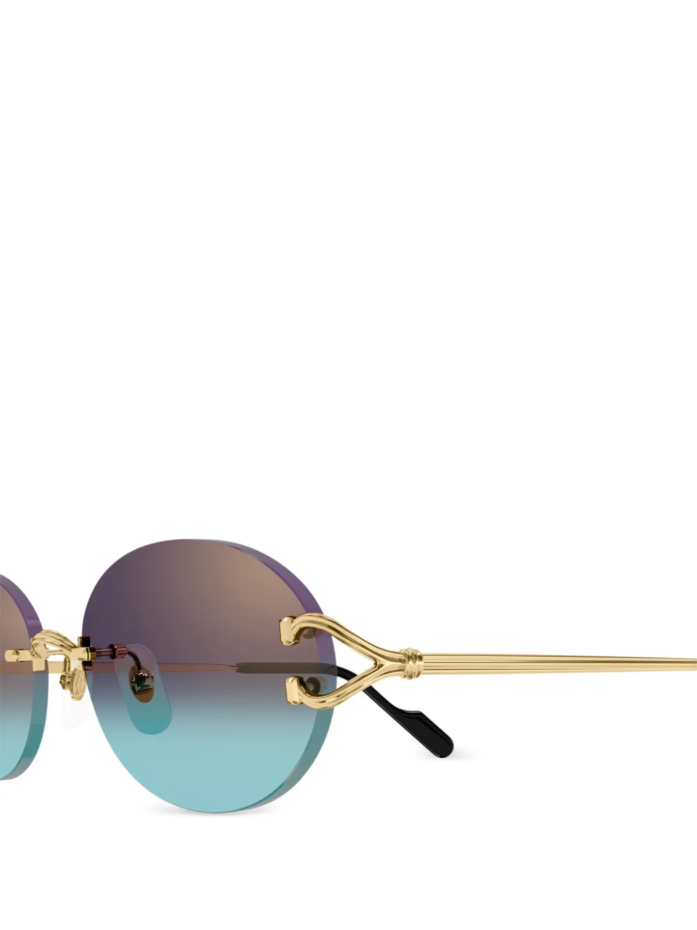 Cartier Eyewear Zonnebril met randloos montuur en logo Goud