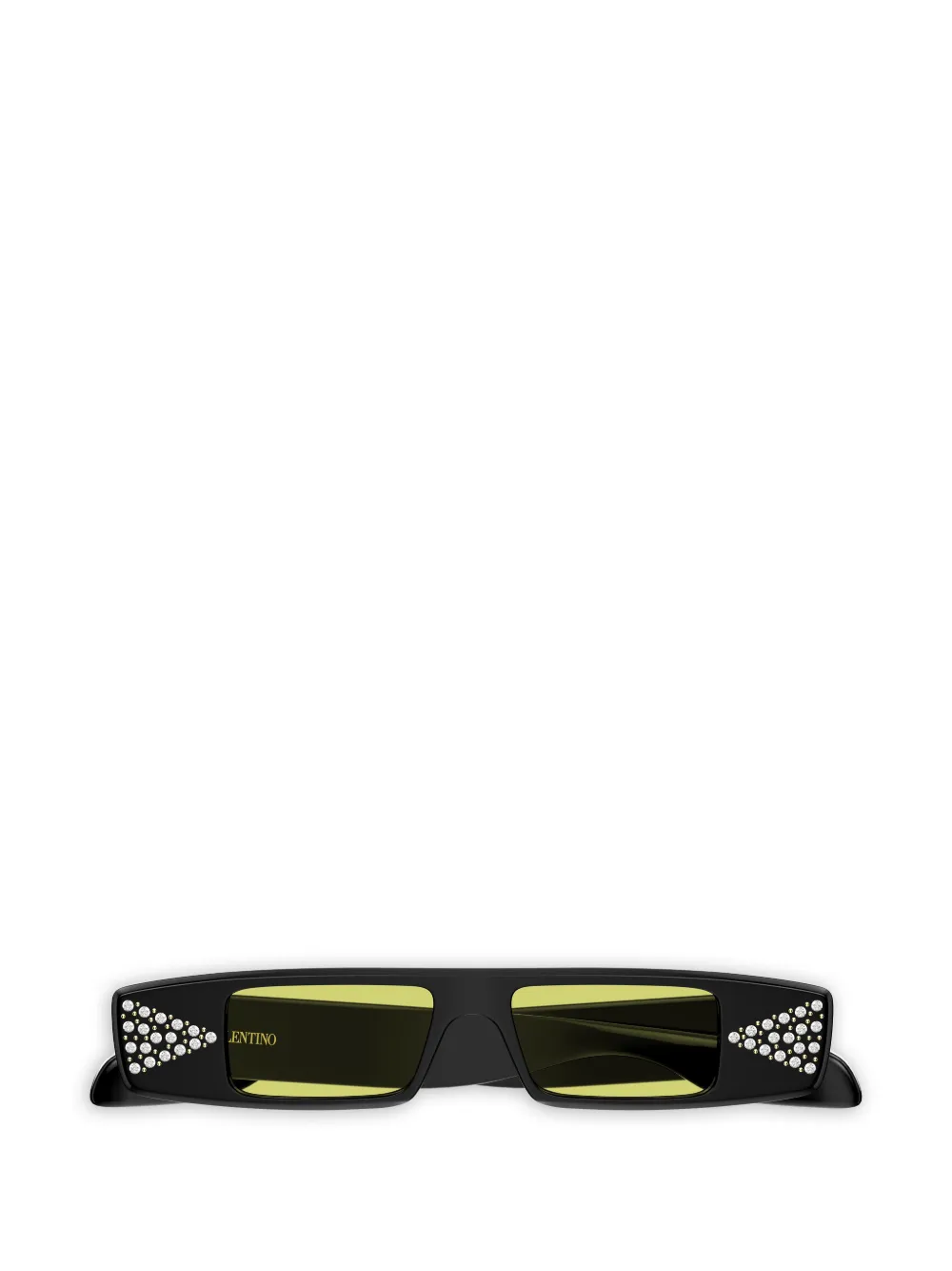 VALENTINO GARAVANI EYEWEAR crystal-embellished rectangle-frame sunglasses - Nero