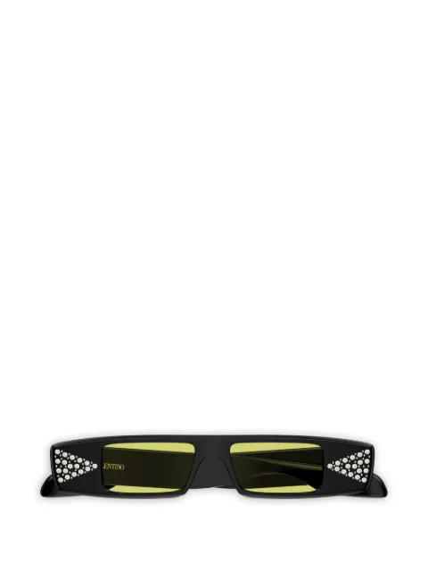 VALENTINO GARAVANI EYEWEAR crystal-embellished rectangle-frame sunglasses