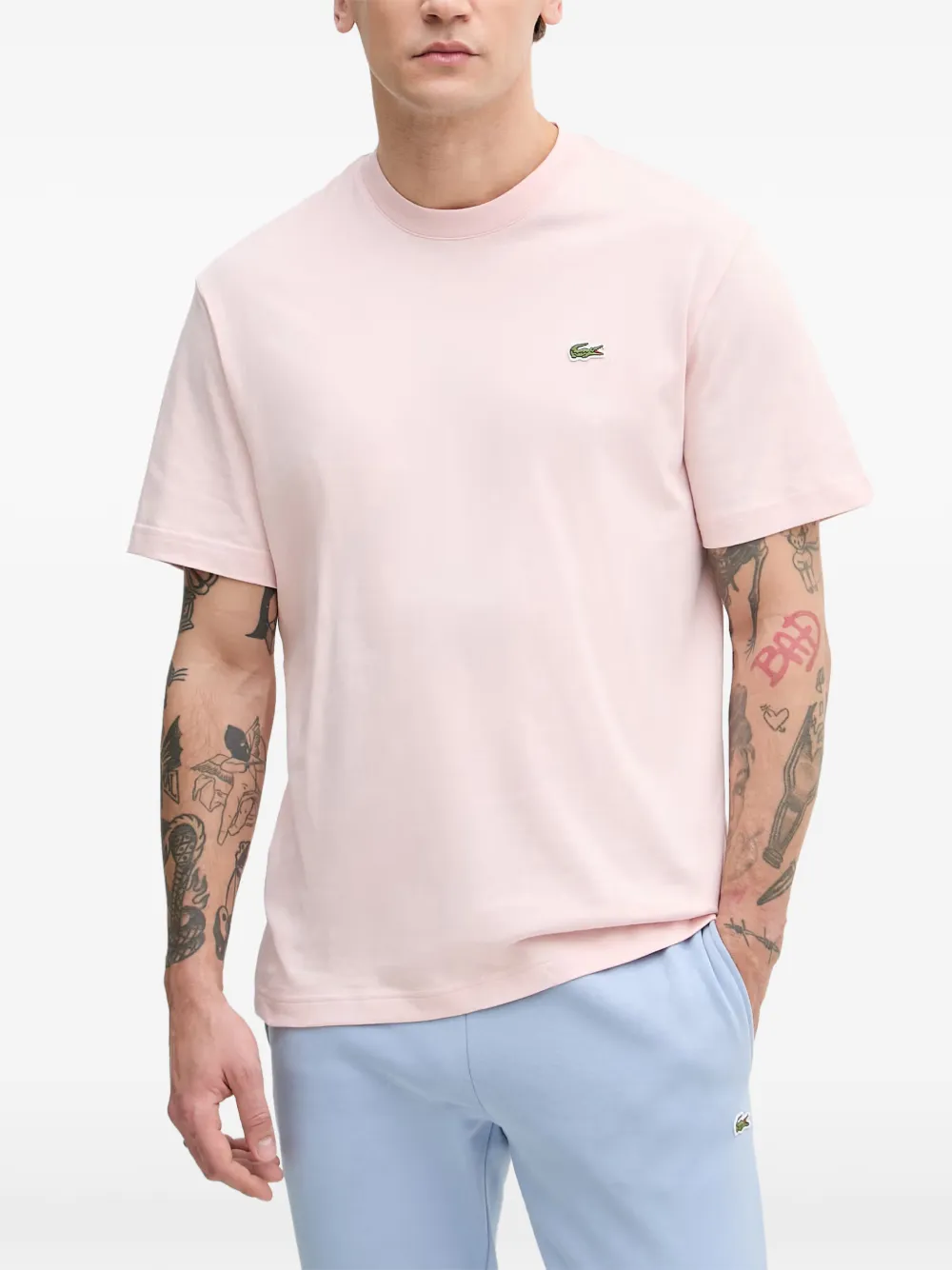 Lacoste logo-patch crew-neck T-shirt - Rosa
