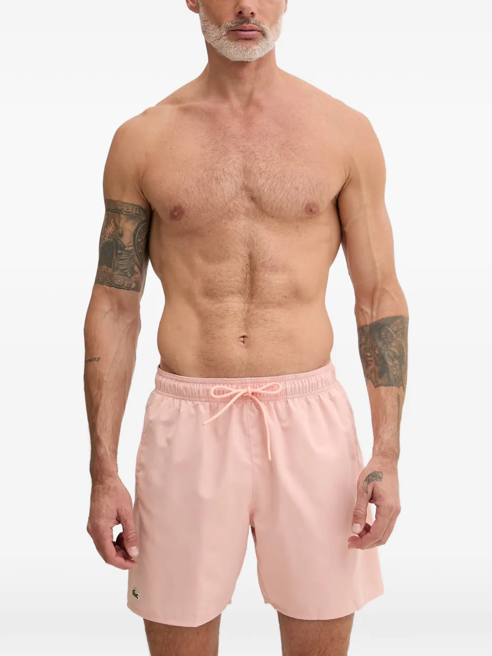 Lacoste logo-patch swim shorts - Rosa