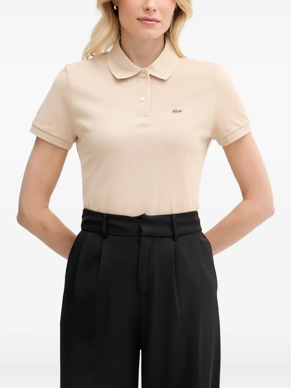 Lacoste logo-patch piqué polo shirt - Nude