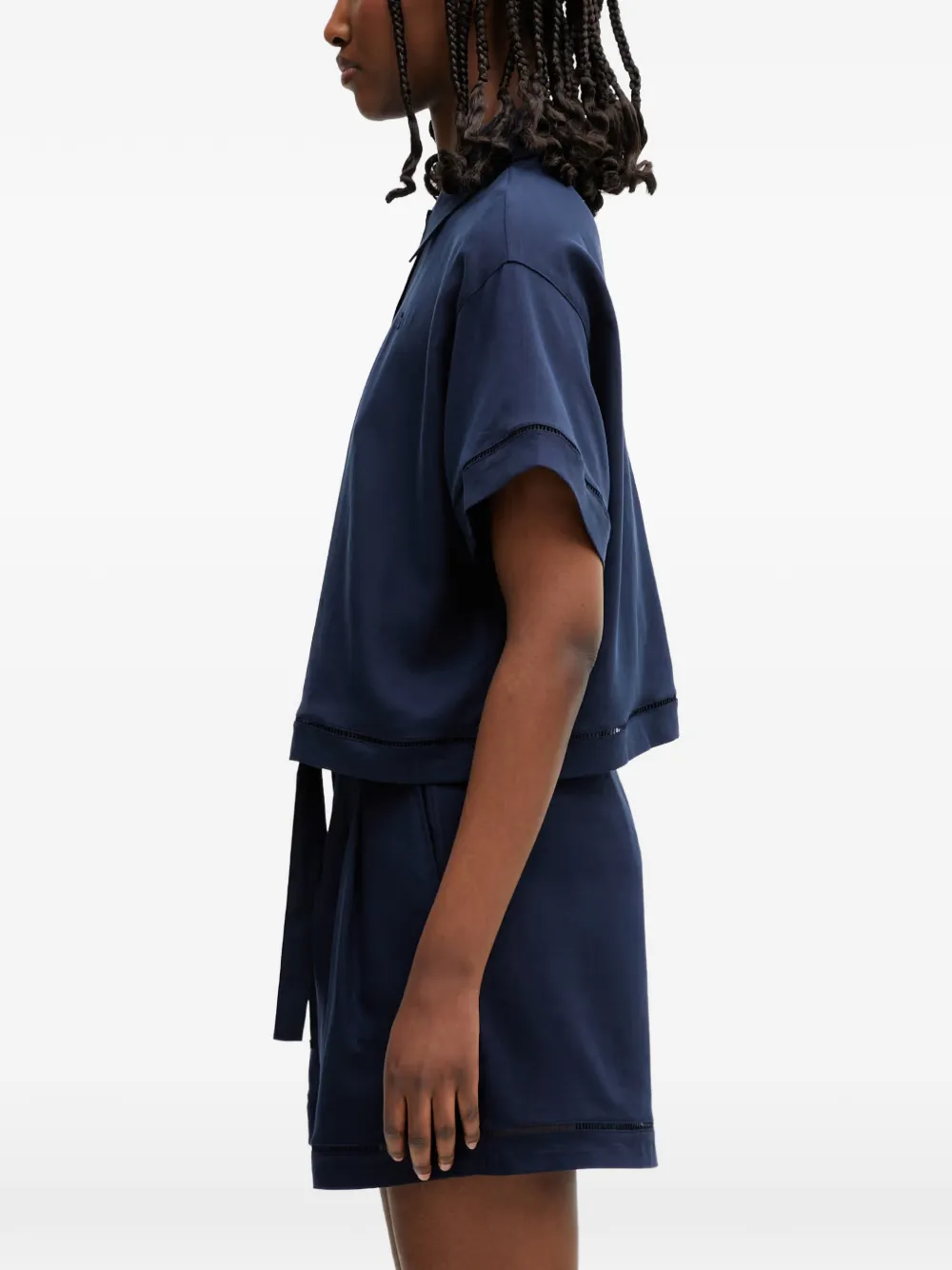Lacoste Opengewerkt poloshirt met logopatch Blauw