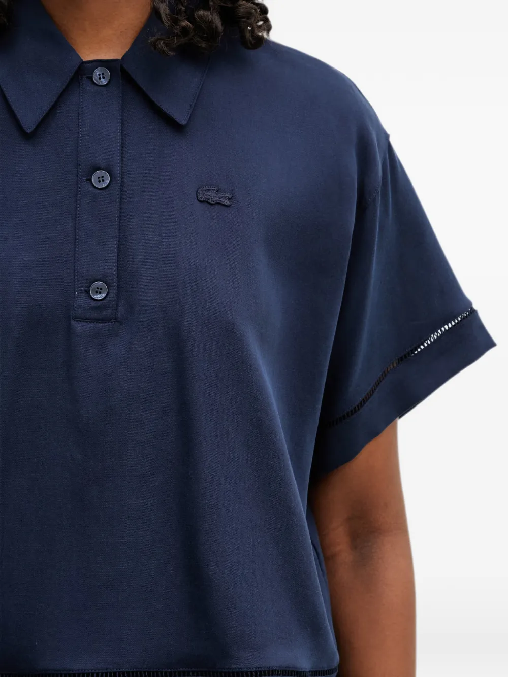 Lacoste Opengewerkt poloshirt met logopatch Blauw
