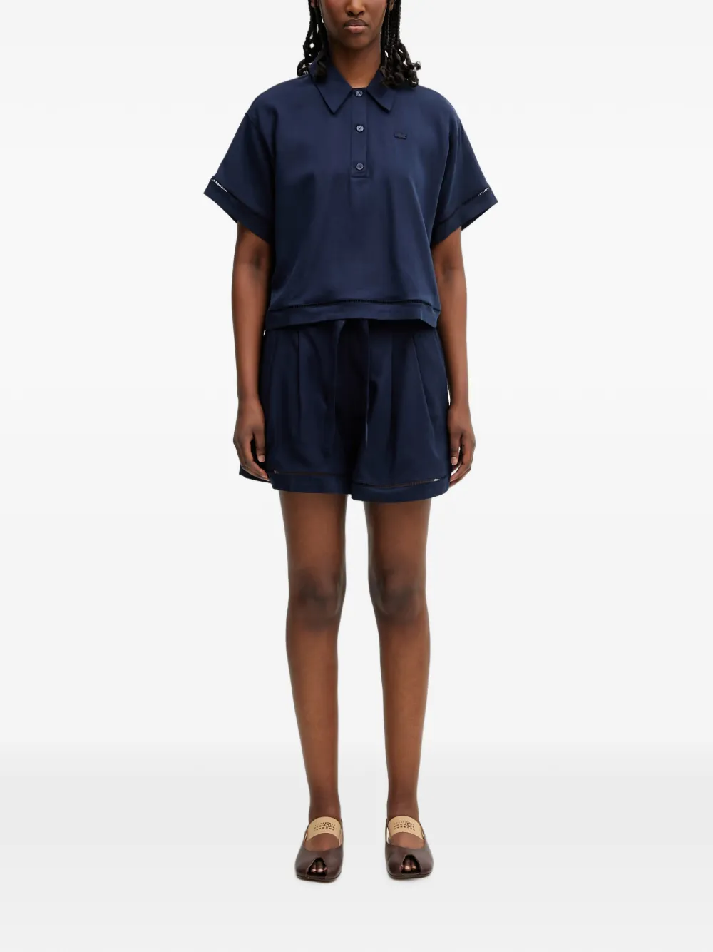 Lacoste Opengewerkt poloshirt met logopatch Blauw