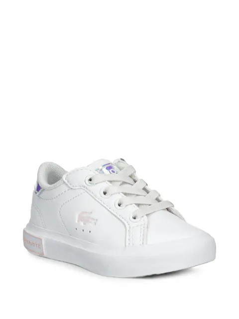 Lacoste Kids 파워코트 이리데슨트 로고 패치 스니커즈