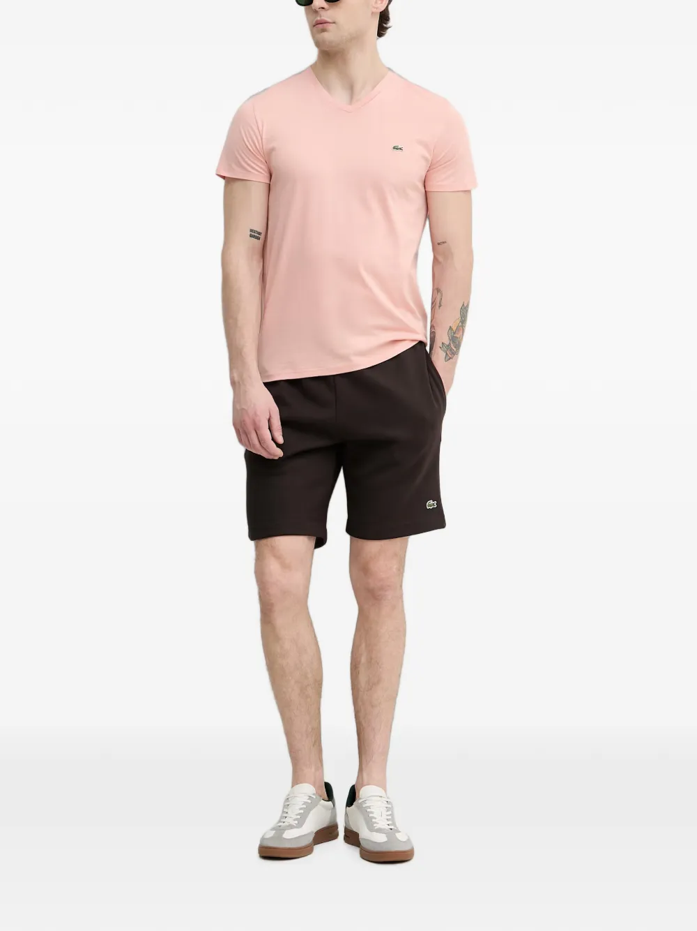 Lacoste T-shirt met logopatch Roze