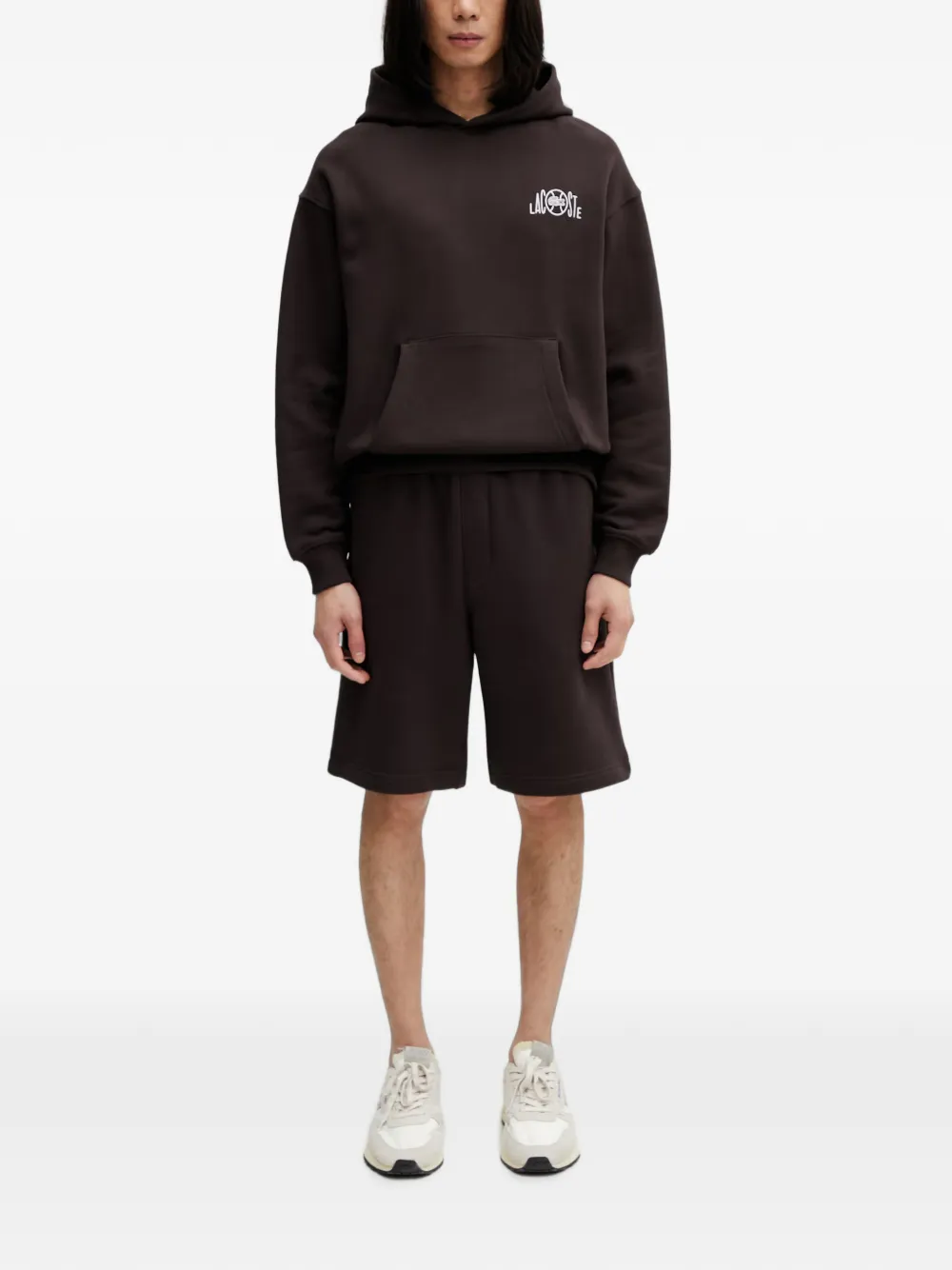 Lacoste Katoenen hoodie met logoprint Bruin