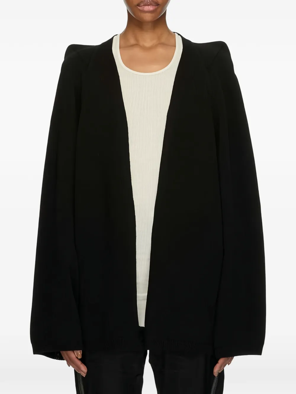 Rick Owens structured-shoulder knitted cardigan - Black