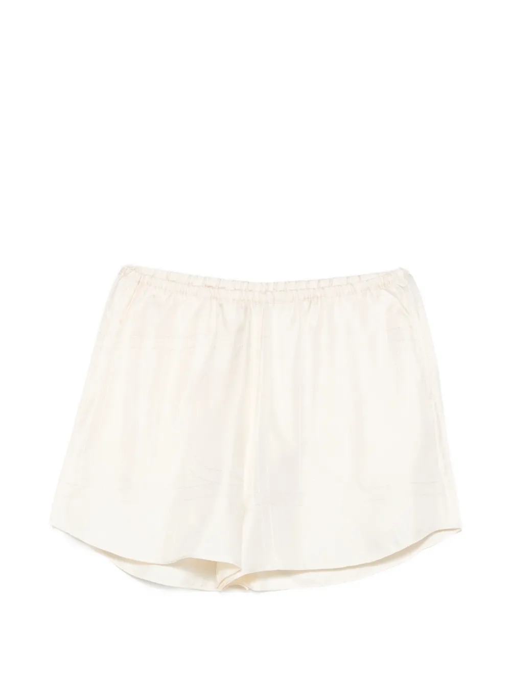 TOTEME monogram-embroidered silk shorts - Toni neutri
