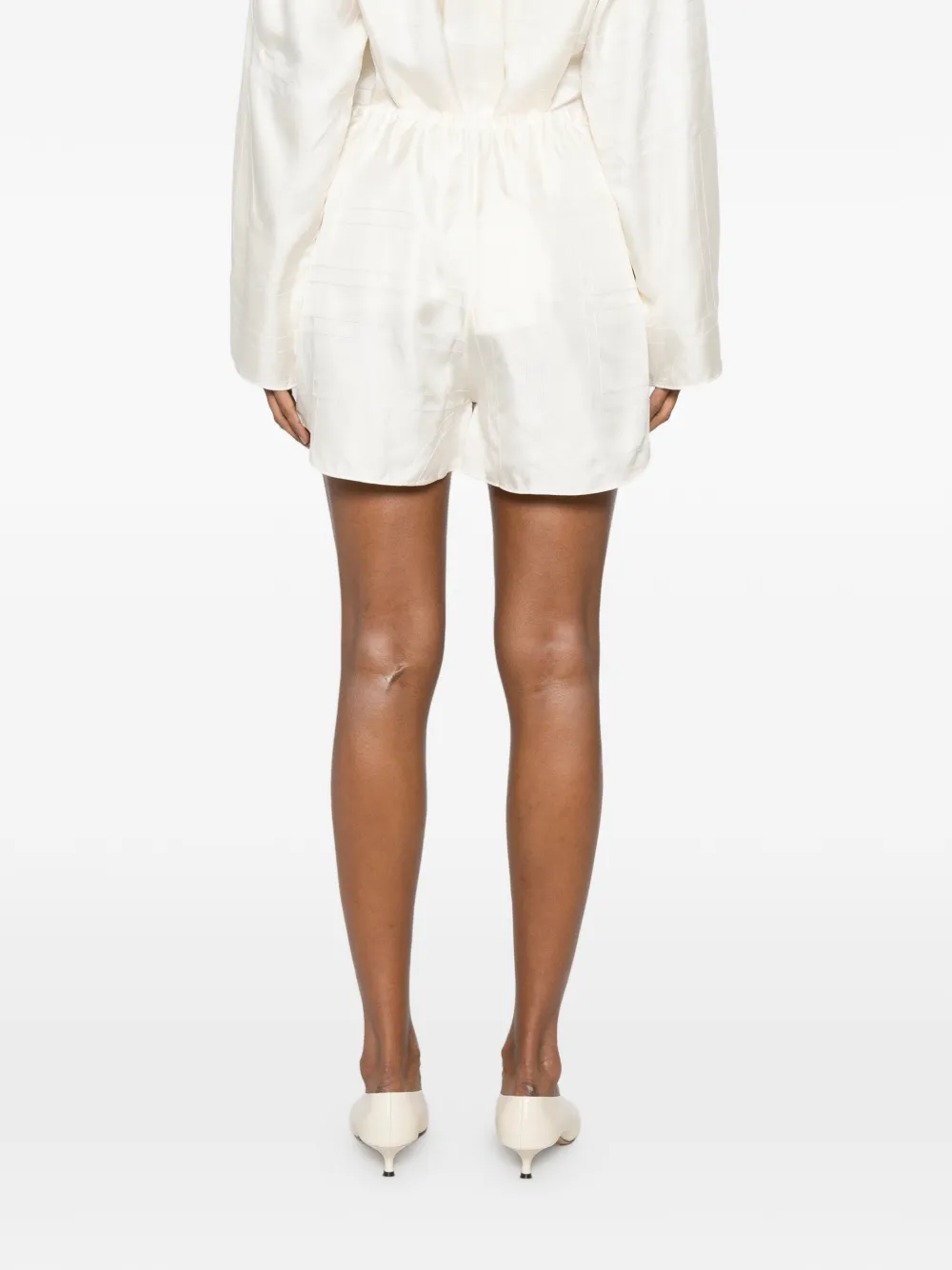 TOTEME Zijden shorts met borduurwerk Beige
