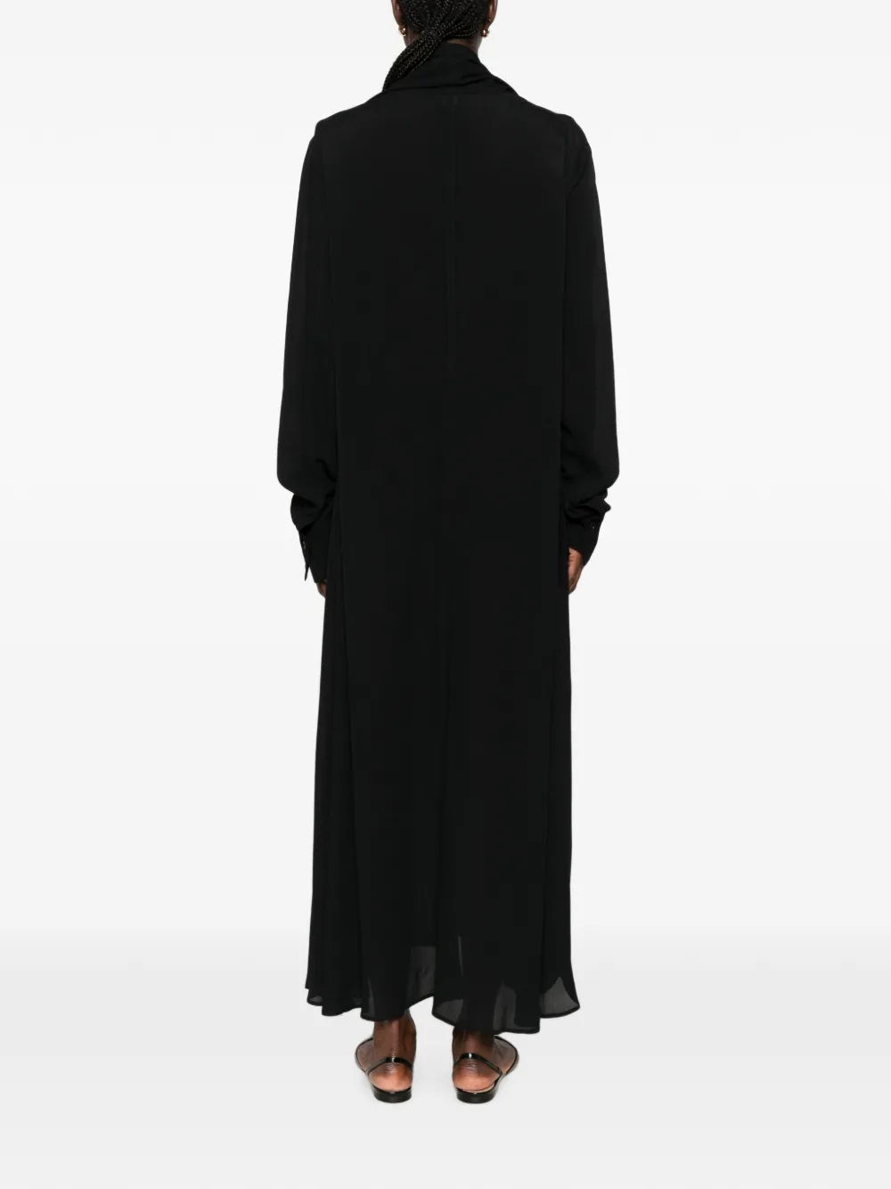 TOTEME Maxi-jurk met V-hals en sjaaldetail Zwart