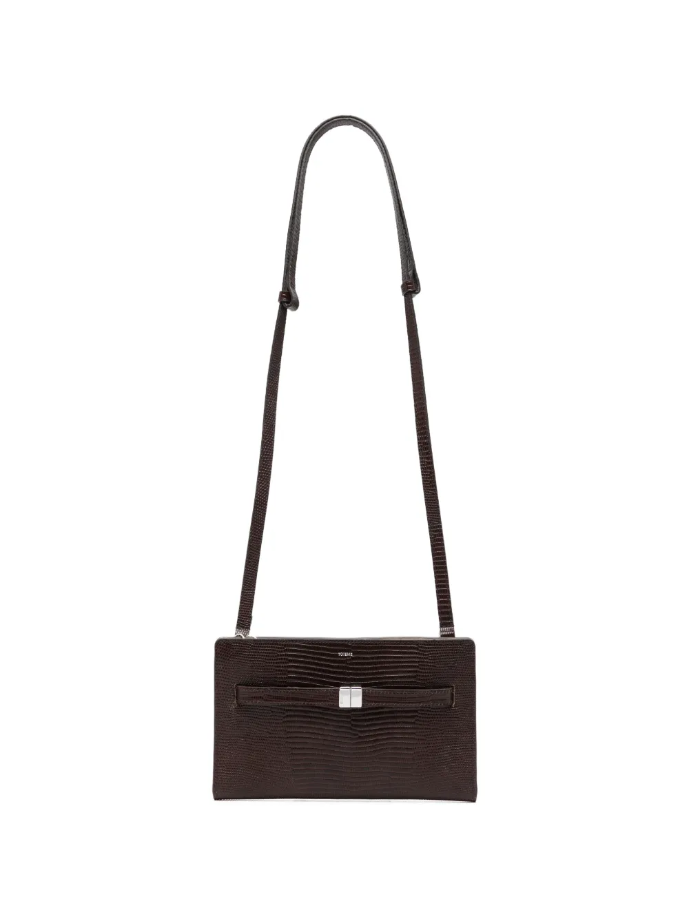 TOTEME belt-detail lizard-effect crossbody bag - Marrone