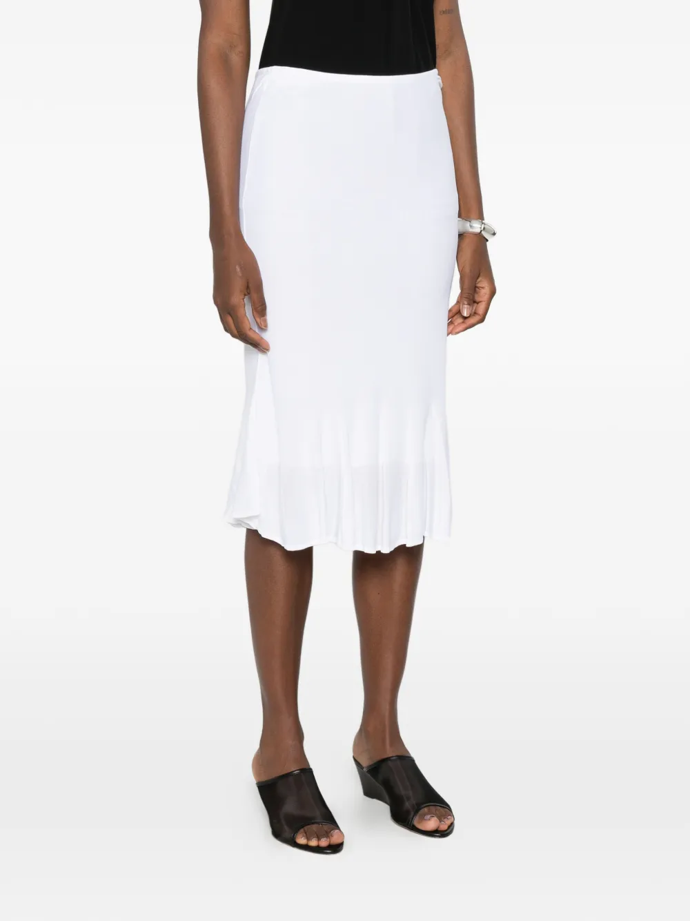TOTEME Gebreide midi-rok met fladderzoom Wit