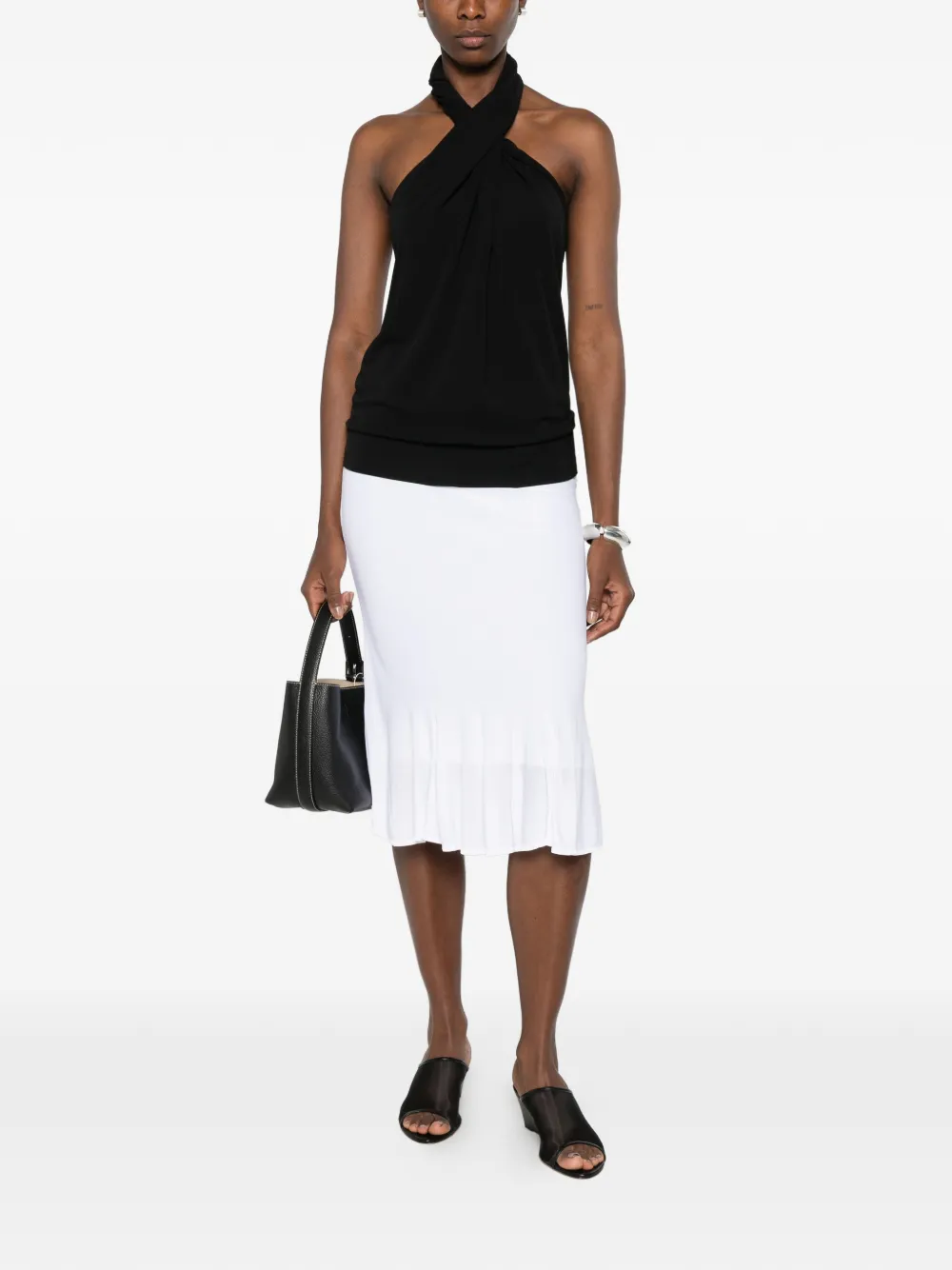 TOTEME Gebreide midi-rok met fladderzoom Wit