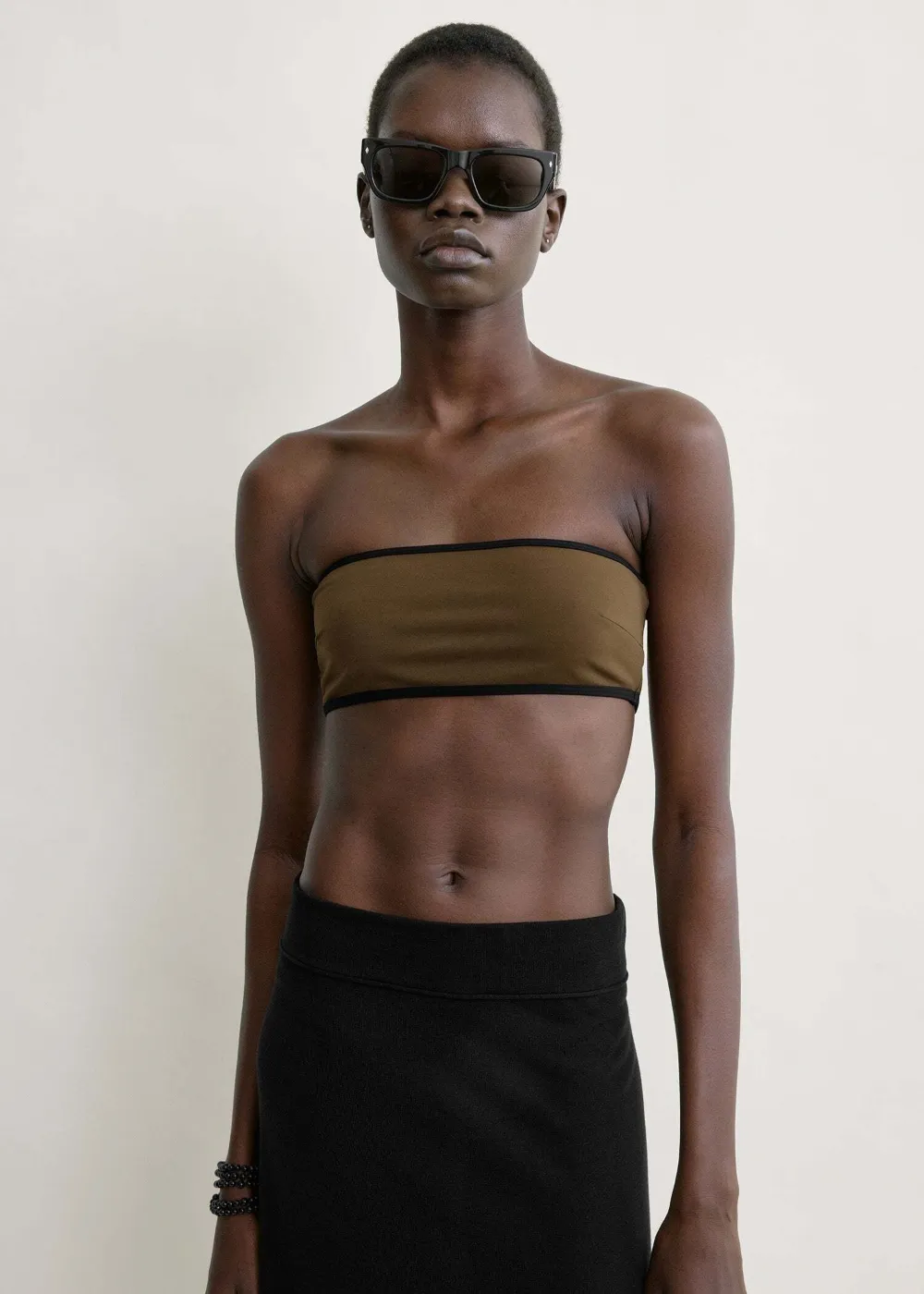 TOTEME contrast-trim bikini top - Marrone
