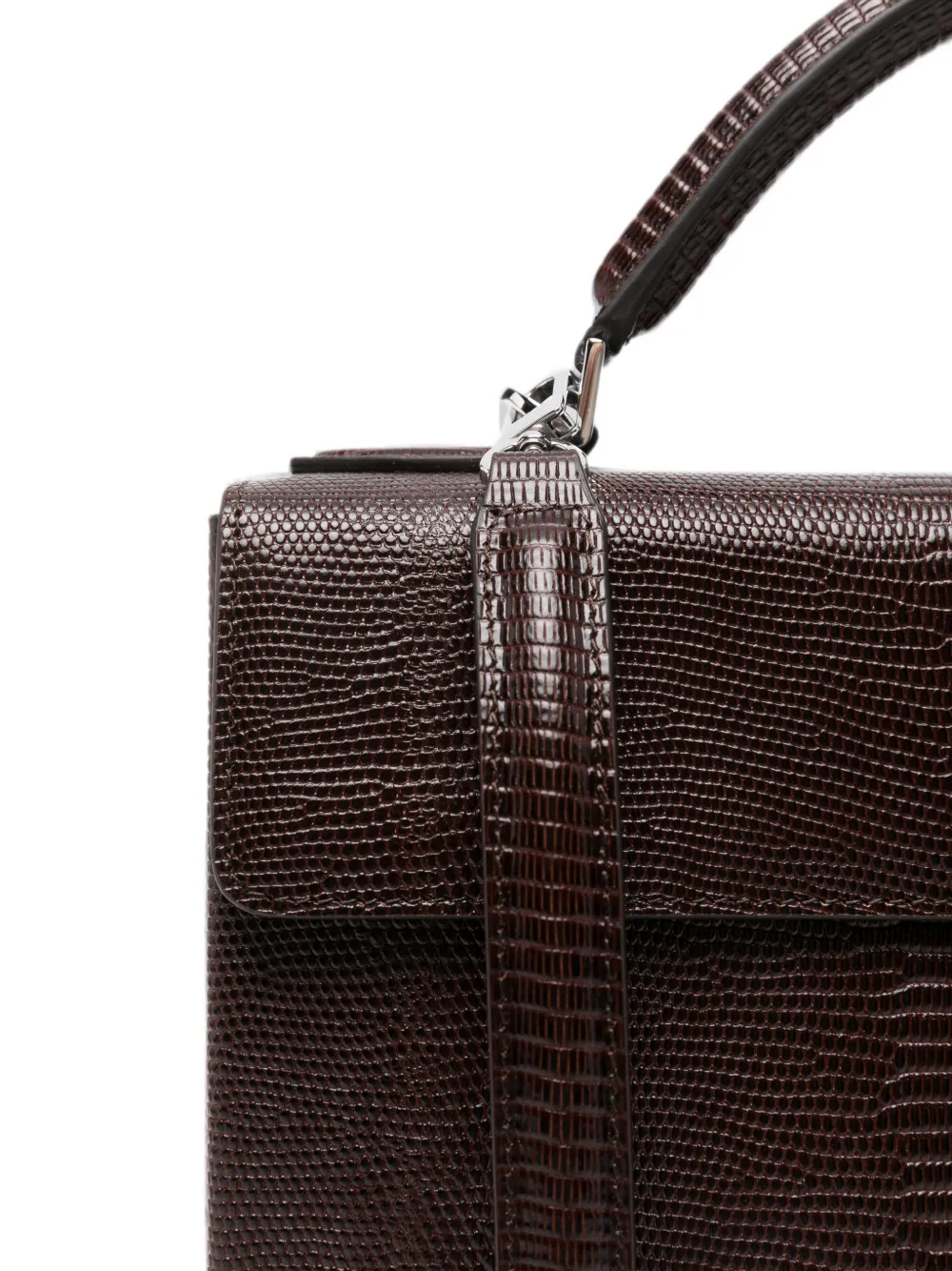 TOTEME Clip shopper met hagedissen-reliëf en handvat Bruin