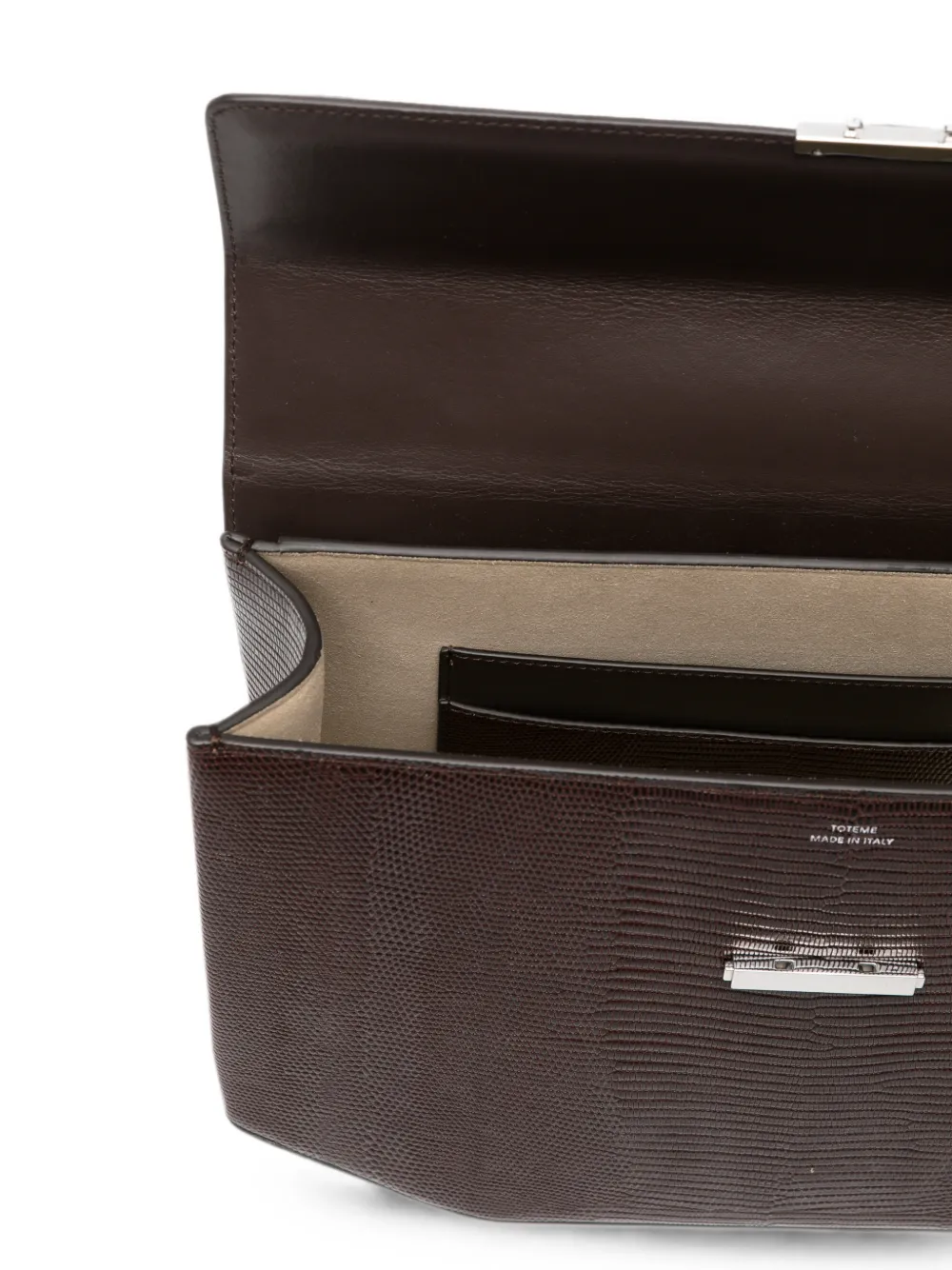 TOTEME Clip shopper met hagedissen-reliëf en handvat Bruin