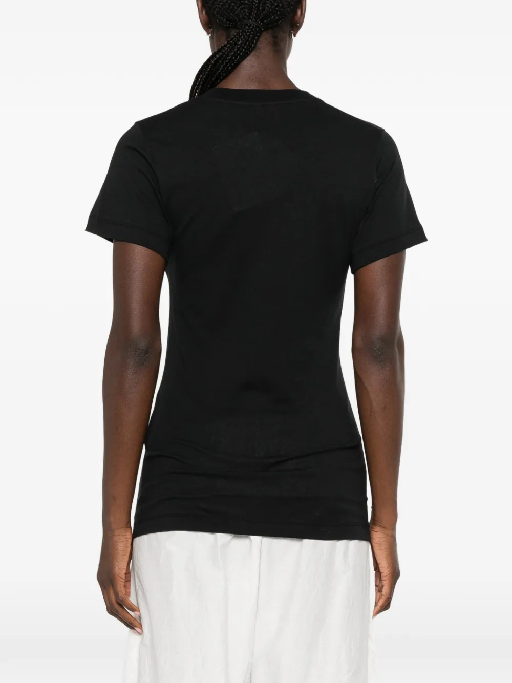 TOTEME Geribbeld katoenen T-shirt met V-hals Zwart