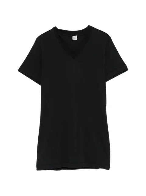 TOTEME Camiseta canelada de algodão com gola V