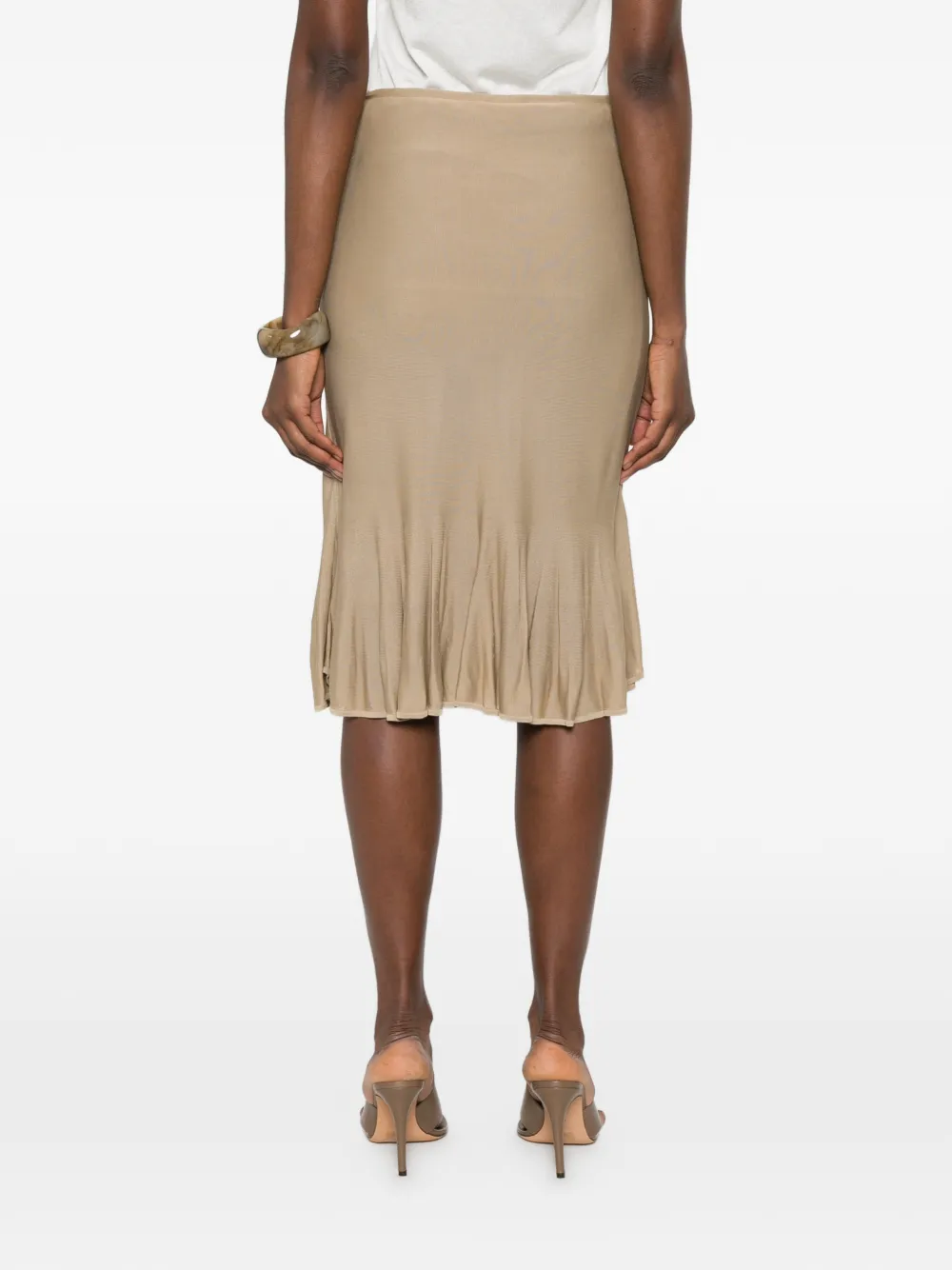 TOTEME Gebreide midi-rok met fladderzoom Beige