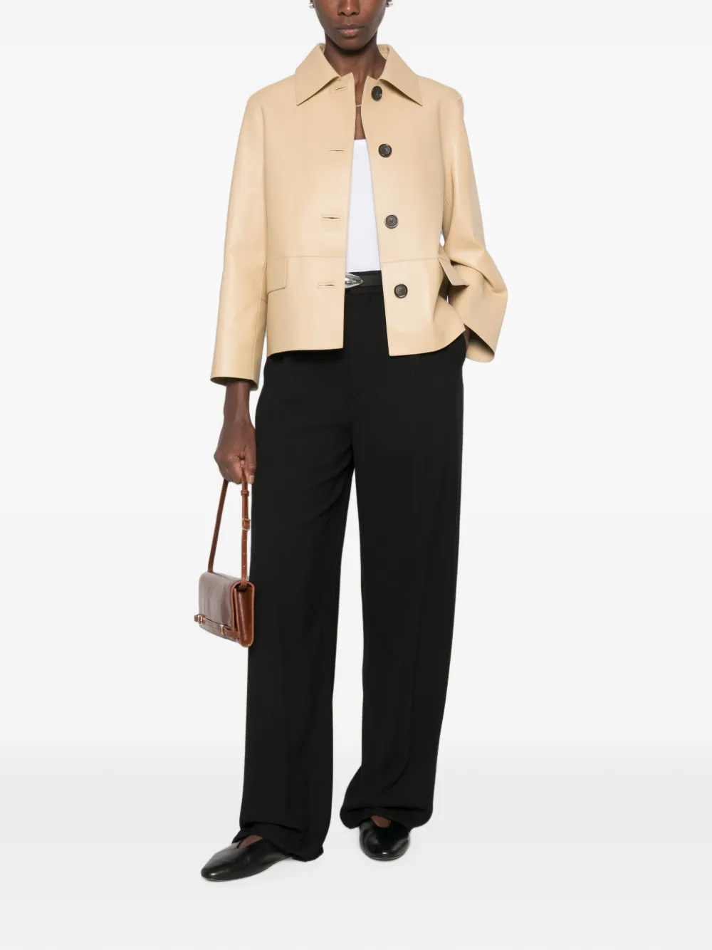 TOTEME Leren jack Beige