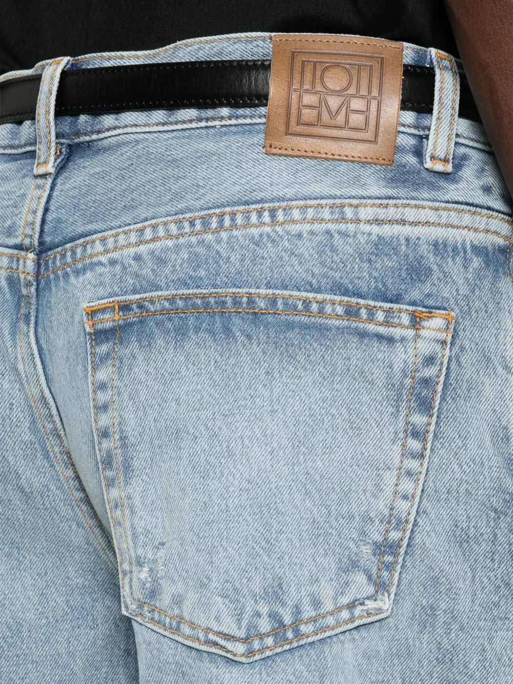 TOTEME Board denim knielange shorts Blauw
