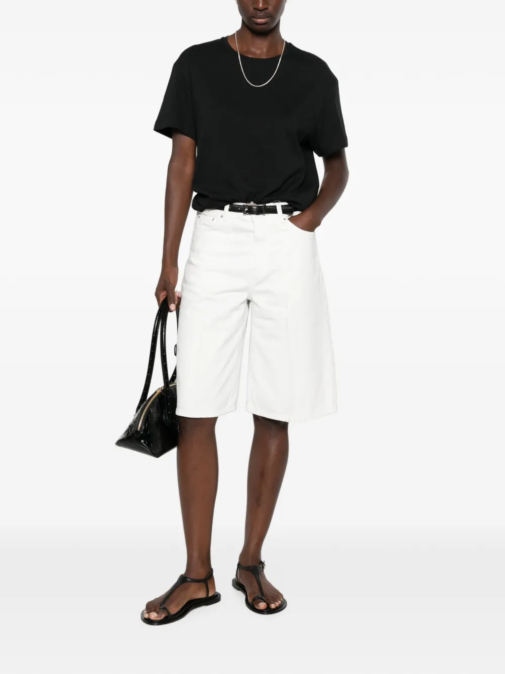 TOTEME Board denim knielange shorts Wit