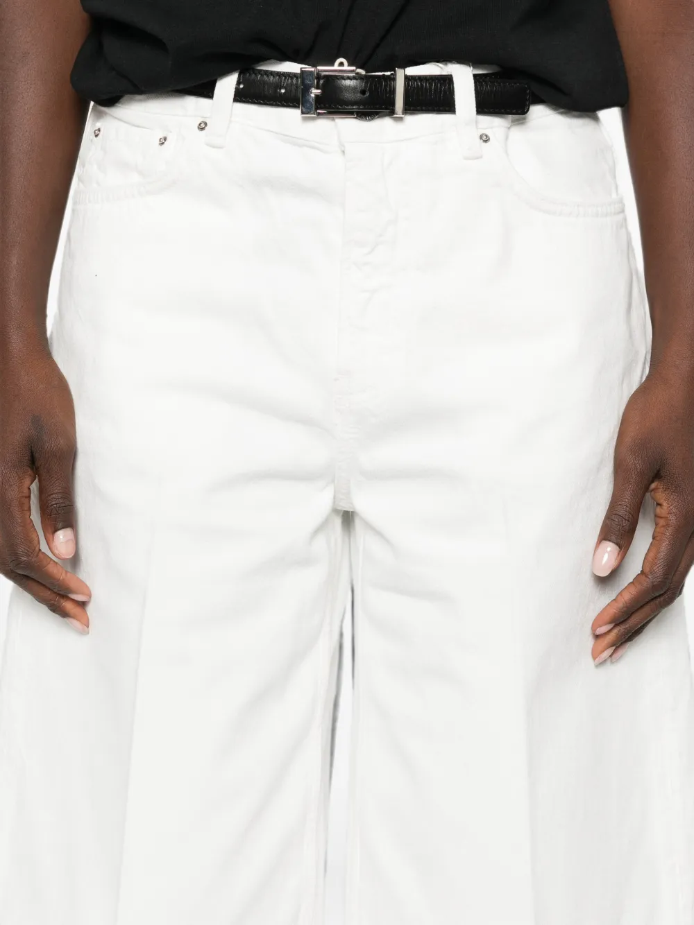 TOTEME Board denim knielange shorts Wit