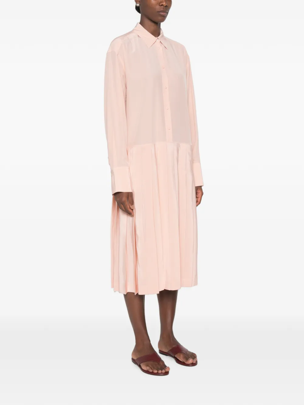 TOTEME Geplooide midi-jurk Roze
