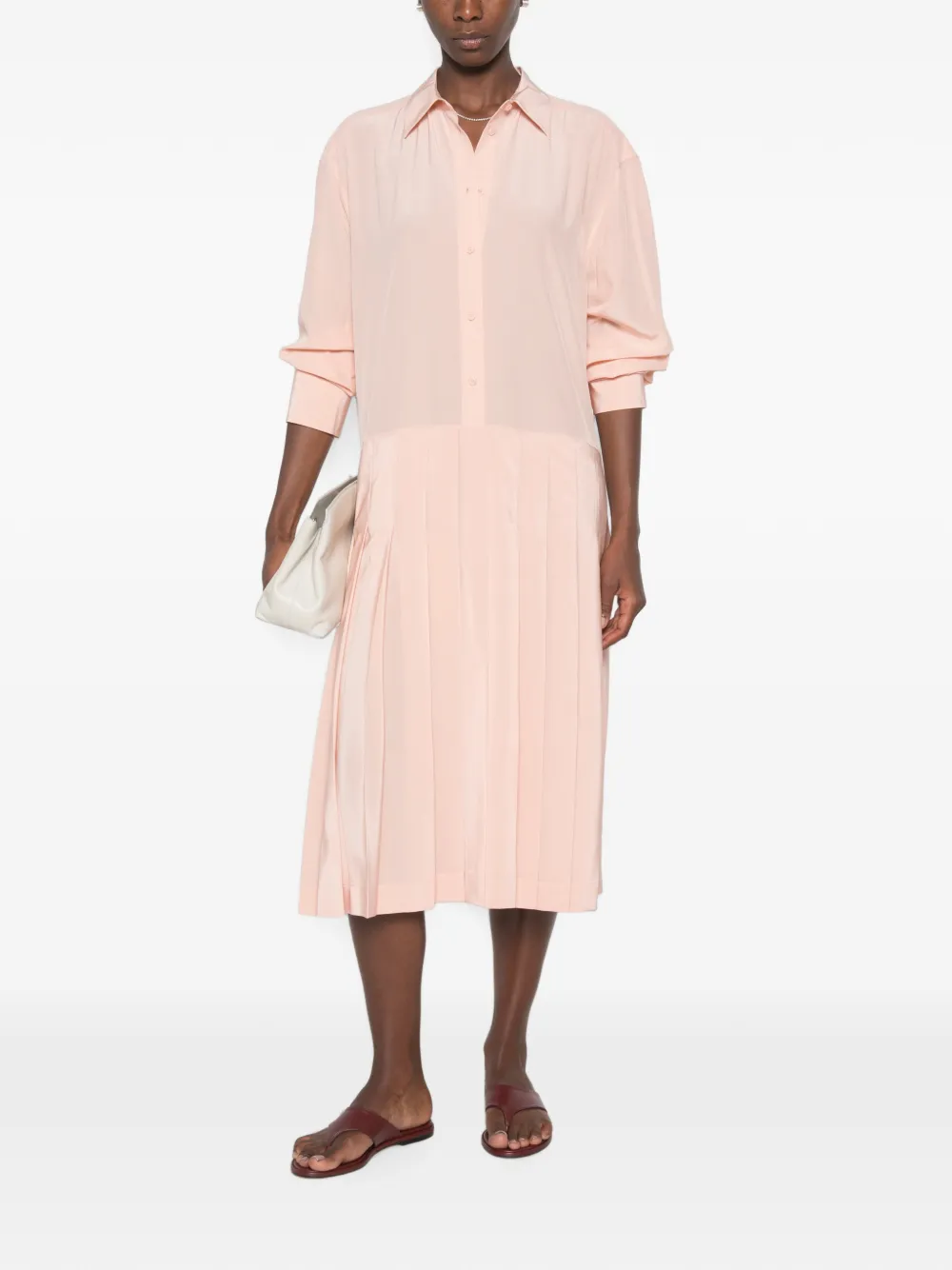 TOTEME Geplooide midi-jurk Roze