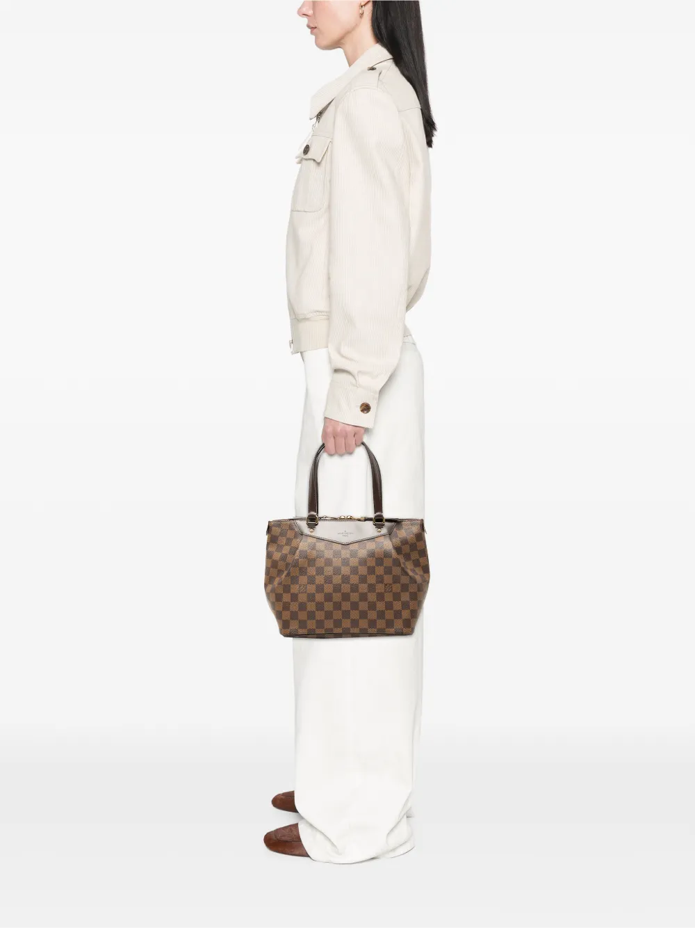 Pre-owned Louis Vuitton 2012 Damier Ebene Westminster Pm Handbag In Brown