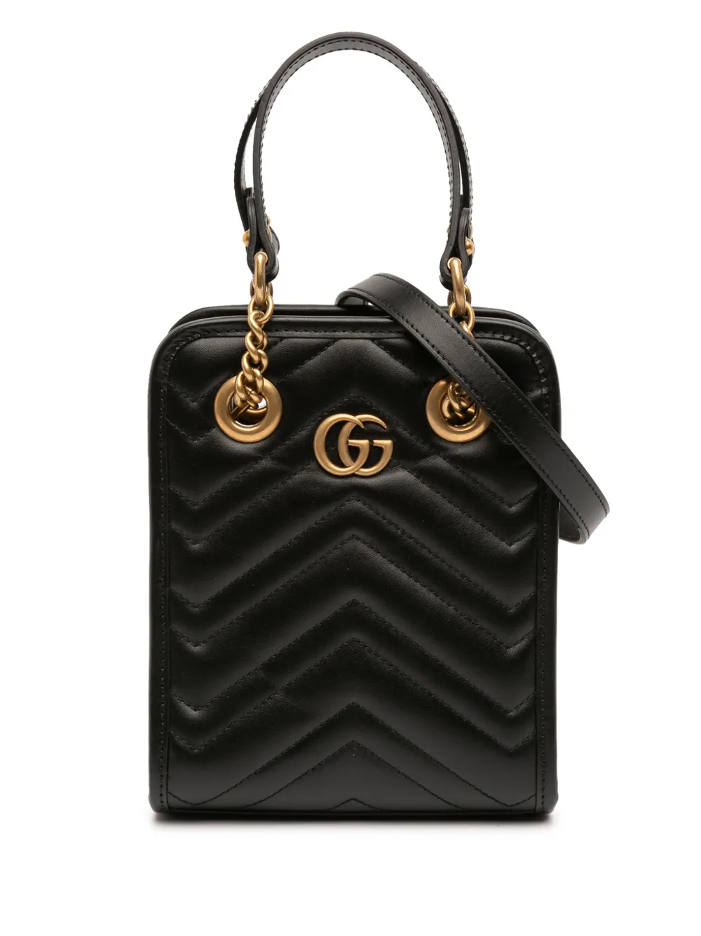 Gucci Pre-Owned 2016-2026 Mini GG Marmont Matelasse Leather satchel - Nero